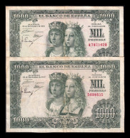 España Spain Set 2 Billetes 1000 Pesetas Reyes Católicos 1957 Pick 149 Serie A Sin Serie Bc/Mbc F/Vf - 1000 Pesetas