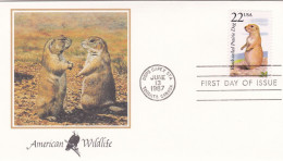 États-Unis FDC 1987 1757 Chien De Prairie à Queue Noire - 1981-1990