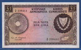 CYPRUS - P.39 – 1 Pound / Lira 1961 AUNC, S/n A/8 238411 - Cyprus