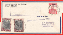 BELG. CONGO - FIRST FLIGHT 1941 LEOPOLDVILLE > BELEM/BR /YZ348 - Briefe U. Dokumente