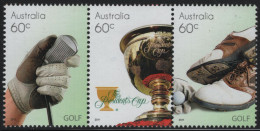 Australia 2011 MNH Sc 3567a 60c Golf Clubs, Trophy, Shoes Strip - Mint Stamps