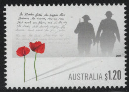 Australia 2011 MNH Sc 3605 $1.20 Poppies, Soldiers Remembrance Day - Mint Stamps