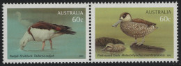 Australia 2012 MNH Sc 3662-3663 60c Radjah Shelduck, Pink-eared Duck Pair - Mint Stamps