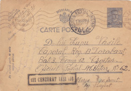 Romania, 1944, WWII Military Censored CENSOR IASI #152 ,POSTCARD STATIONERY, TO RADNA,OPM #62. - Storia Postale Seconda Guerra Mondiale