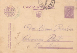 Romania, 1939, WWII Military Censored CENSOR ,POSTCARD STATIONERY, TO PANET MURES. - Lettres 2ème Guerre Mondiale