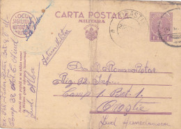 Romania, 1941, WWII Military Censored CENSOR ,POSTCARD STATIONERY,FROM AIUD TO ORASTIE. - World War 2 Letters