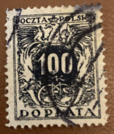 Poland 1921 Coat Of Arms And Post Horn 100 M - Used - Taxe