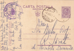 Romania, 1939, WWII Military Censored CENSOR , MILITARY POSTCARD STATIONERY, TO RAMNICU-SARAT. - Cartas De La Segunda Guerra Mundial