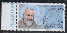 CITTÀ DEL VATICANO VATIKAN VATICAN 1999 PADRE PIO LIRE 900 USATO USED OBLITERE' - Usati