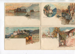 Lot De 4 CPA De 1898 - Manuel Wielandt Velten --- Castelli Di Cannero - Pegli - Candria -Isola Pescatori - - Wielandt, Manuel