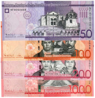 SET Dominican Republic 50, 100, 200 & 1000 Pesos 2021 UNC - Dominicaine