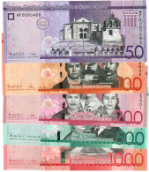 SET Dominican Republic 50, 100, 200, 500 & 1000 Pesos 2017-2021 UNC - Repubblica Dominicana