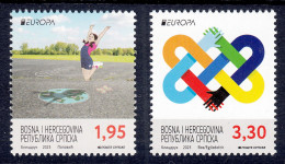 Bosnia Serbia 2023 Europa CEPT PEACE The Highest Value Of Humanity Joint Issue, Set MNH - 2023