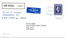 66036 - Norwegen - 1990 - 5Kr Olav V EF A LpBf STOKKE -> Australien - Covers & Documents