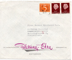 66049 - Niederlande - 1955 - 2@10c Juliana MiF A Bf ROTTERDAM - ... -> Westdeutschland, M Transorma-Codierung "DW" - Covers & Documents