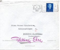 66051 - Niederlande - 1954 - 20c Wilhelmina EF A Bf ROTTERDAM - ... -> Westdeutschland, M Transorma-Codierung "DN" - Storia Postale