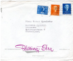 66054 - Niederlande - 1953 - 20c Wilhelmina MiF A Bf ROTTERDAM - ... -> Westdeutschland, M Transorma-Codierung "FL" - Covers & Documents