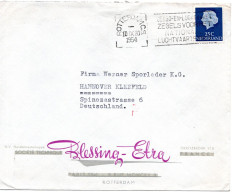 66057 - Niederlande - 1954 - 25c Juliana EF A Bf ROTTERDAM - ... -> Westdeutschland, M Transorma-Codierung "PL" - Storia Postale