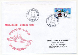 FRANCE - Env. Aff. Meilleurs Voeux Cad Lorient Armées 56996 + "Meilleurs Voeux 2006 Frégate FORBIN" - Scheepspost