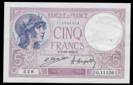 5 Francs 9=12=1922  SUP+ SPL / XF+ AUNC  Fay 03-06 - 5 F 1917-1940 ''Violet''