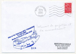 FRANCE - Env. Aff. Lamouche OMEC Brest Armées 13/7/2005 + "Mise à Flot Technique BPC TONNERRE ..." - Posta Marittima