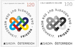 Austria 2023 Europa CEPT Peace Set Of Mint Stamp And Official Blackprint - 2023