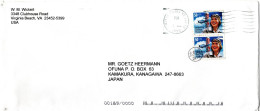 L66110 - USA - 1999 - 2@50¢ Flugzeug A LpBf HAMPTON ROADS VA -> OFUNA (Japan), M "nachtraeglich Entwertet" Stpl - Cartas & Documentos