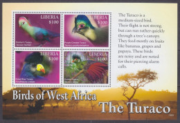 2016 Liberia 6908-6911KL Birds - Turaco 12,00 € - Spechten En Klimvogels