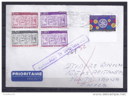 ANDORRE TP N°500+318x2/321/322 SUR LETTRE DU 14.4.98 POUR LE CHILI - Lettres & Documents