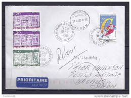 ANDORRE TP N°498+317+318x2 SUR LETTRE DU 16.2.98 POUR NOGANO/VILLAGE OLYMPIQUE/JAPON - Lettres & Documents