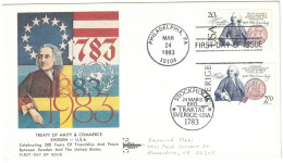 USA - États-Unis - Philadelphia - FDC - Stockholm - Treaty Of Amity & Commerce Sweden-USA - 24 Mars 1983 - 1981-1990
