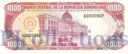 DOMINICAN REPUBLIC 1000 PESOS ORO 1996 PICK 158a UNC LOW SERIAL NUMBER A000096P - Repubblica Dominicana