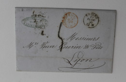 1855 Lettera INTERNAZIONALE TORINO-LYON/Francia+timbro ROSSO TRANSITO+TASSA 5 C.-B998 - 1. ...-1850 Prefilatelia