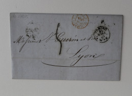 1855 Lettera INTERNAZIONALE TORINO-LYON/Francia+timbro ROSSO TRANSITO+TASSA 5 C.-B999 - 1. ...-1850 Prefilatelia