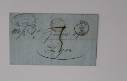 1855 Lettera INTERNAZIONALE TORINO-LYON/Francia+timbro ROSSO TRANSITO+TASSA 5 C.-C - 1. ...-1850 Prefilatelia