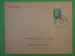 BS7 FRANCE   BELLE Lettre FOIRE DE PARIS 1949  + AFF PLAISANT++++ - 1945-47 Ceres (Mazelin)