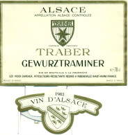 (M16) Etiquette - Etiket Vin D'Alsace - Traber Gewurztraminer 1983 - Gewürztraminer