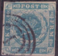 Danimarca Danemark 1854 MiN°3  2S Blue (o) Vedere Scansione - Used Stamps