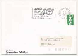 FRANCE - Env. Aff. 2,20 Briat OMEC Toulon Naval - 40eme Anniversaire De L'AGPM - 6/5/1991 - Posta Marittima