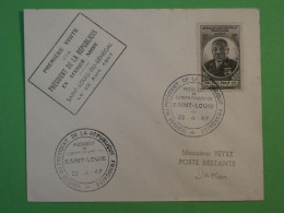 BS7 AOF  SENEGAL  BELLE LETTRE RR  1947 1ERE VISITE  DU PRESIDENT +SAINT LOUIS  A DAKAR + AFF PLAISANT++++ - Covers & Documents