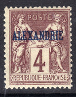 Alexandrie N° 4 XX  Type Groupe : 4  C. Lilas-brun Neuf Sans Charnière, TB - Nuevos