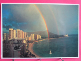 Visuel Très Peu Courant - USA - Hawaii - Waikiki Beach - Rainbow - R/verso - Honolulu