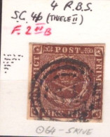 Danimarca Danemark 1851 MiN°1 IIb R.B.S. 4S Giallo Marrone, Annullo "64 Skive"  (o) Vedere Scansione - Used Stamps