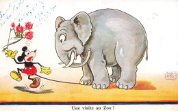 Walt Disney , DISNEY * CPA Illustrateur John WILLS Wills * Mickey Et éléphant * Une Visite Au Zoo ! - Autres & Non Classés