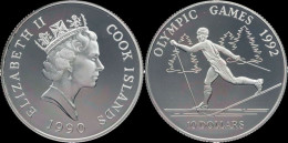 Cook Islands 10 Dollar 1990- Olympic Games In Albertville 1992 Proof In Plastic Capsule - Isole Cook