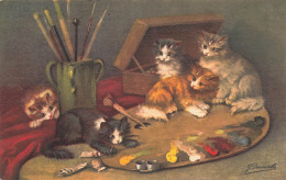 Chats * CPA Illustrateur G. DECAUVILLE * Palette De Peinture , Peintre * Chat Cat Katze Cats - Cats