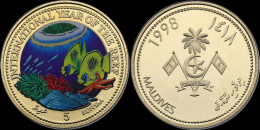 Malediven 5 Rufiyaa 1998- International Year Of The Reef Proof In Plastic Capsule - Maldivas