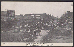 Busy Day In Russell Kans, Photokarte 1903 Straßenansicht Mit Pferdewagen - Other & Unclassified