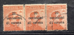 MONK305 - TRENTO TRIESTE 1919 , 20cent/20cent Sassone Usato : Ricostruzione Di Annullo - Trentino & Triest