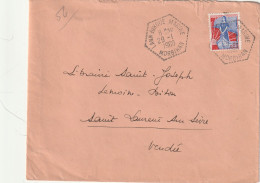 FRANCE Lettre 1960 Cachet Hexagonal  LANN - BIHOUE MARINE - 1959-1960 Marianne In Een Sloep